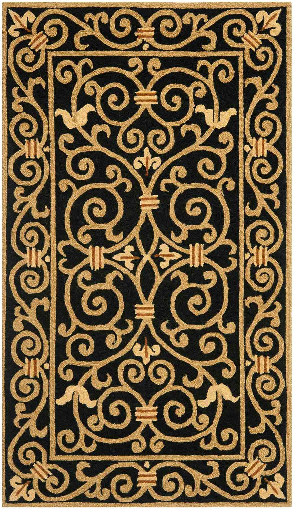 Chelsea Hk11  Hand Hooked Wool Pile Rug Black