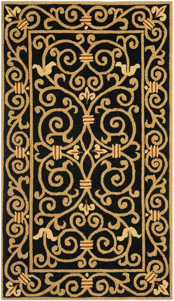 Chelsea Hk11  Hand Hooked Wool Pile Rug Black