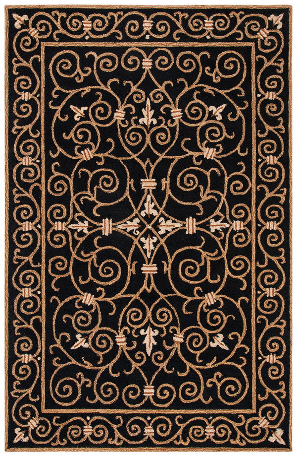 Chelsea Hk11  Hand Hooked Wool Pile Rug Black