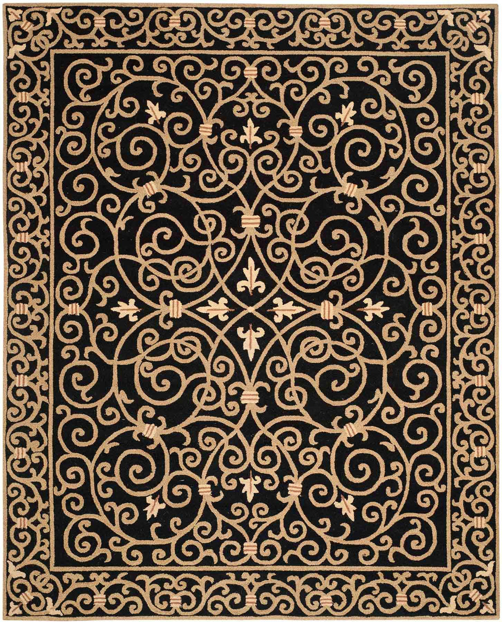 Chelsea Hk11  Hand Hooked Wool Pile Rug Black