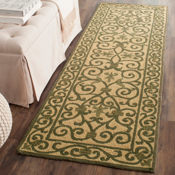 Chelsea Hk11  Hand Hooked Wool Pile Rug Yellow / Light Green