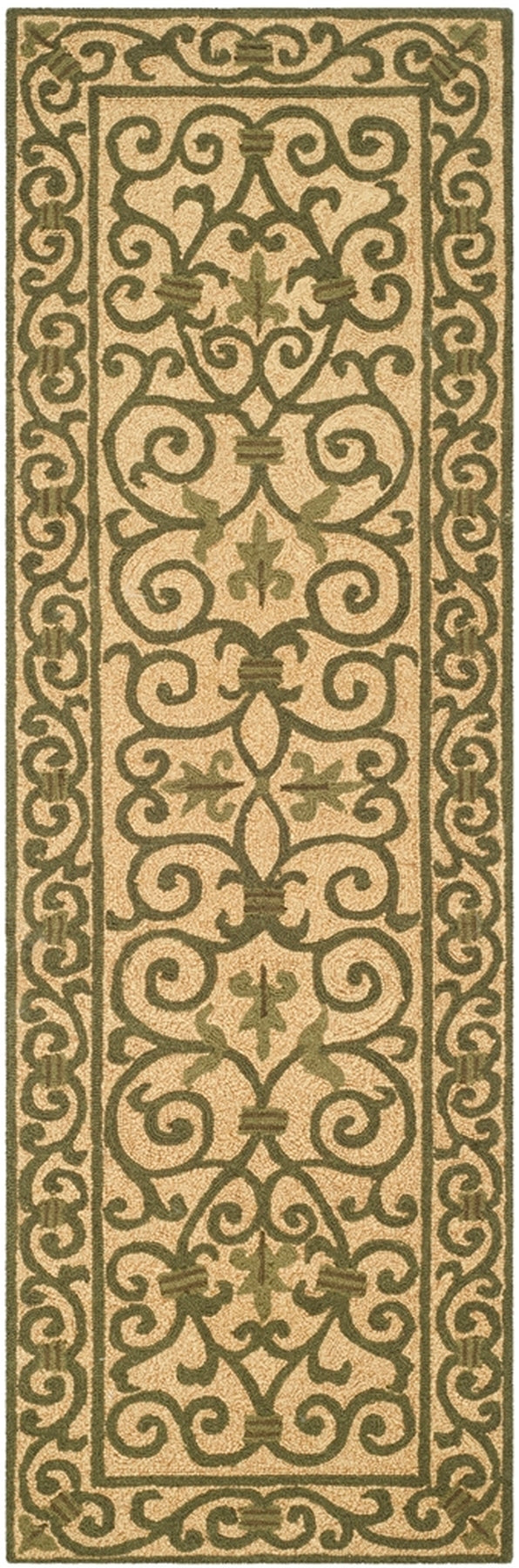 Chelsea Hk11  Hand Hooked Wool Pile Rug Yellow / Light Green