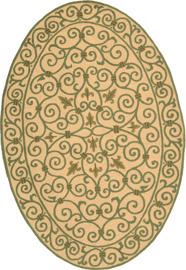 Chelsea Hk11  Hand Hooked Wool Pile Rug Yellow / Light Green