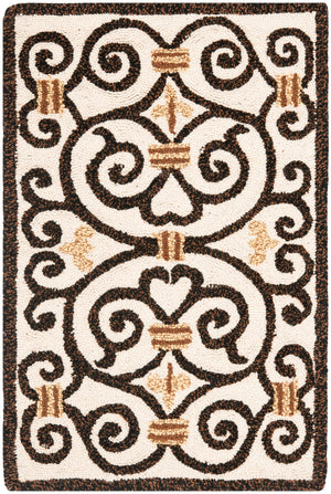Chelsea Hk11  Hand Hooked Wool Pile Rug Ivory / Dark Brown