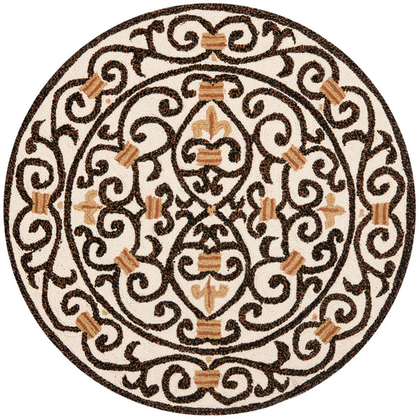 Chelsea Hk11  Hand Hooked Wool Pile Rug Ivory / Dark Brown