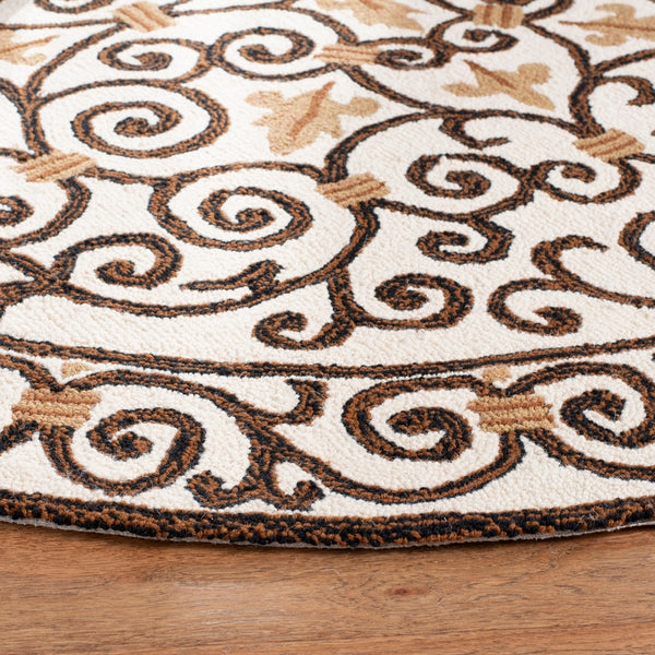 Chelsea Hk11  Hand Hooked Wool Pile Rug Ivory / Dark Brown