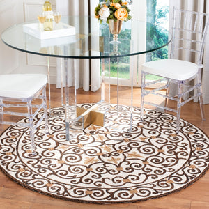 Chelsea Hk11  Hand Hooked Wool Pile Rug Ivory / Dark Brown