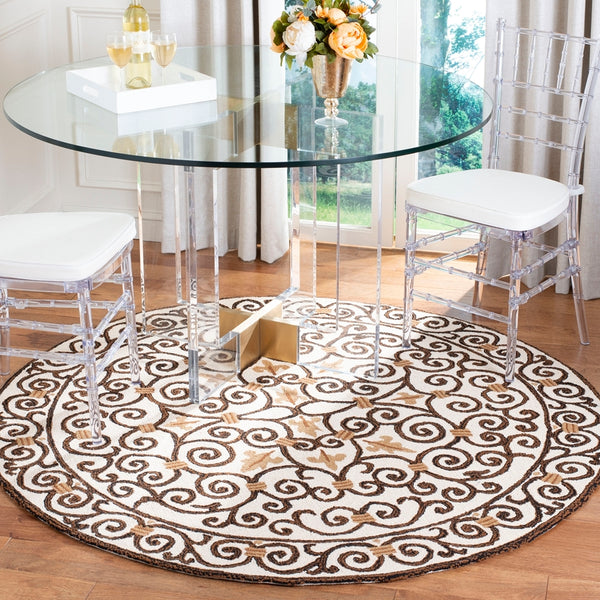 Chelsea Hk11  Hand Hooked Wool Pile Rug Ivory / Dark Brown