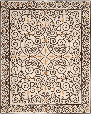 Chelsea Hk11  Hand Hooked Wool Pile Rug Ivory / Dark Brown