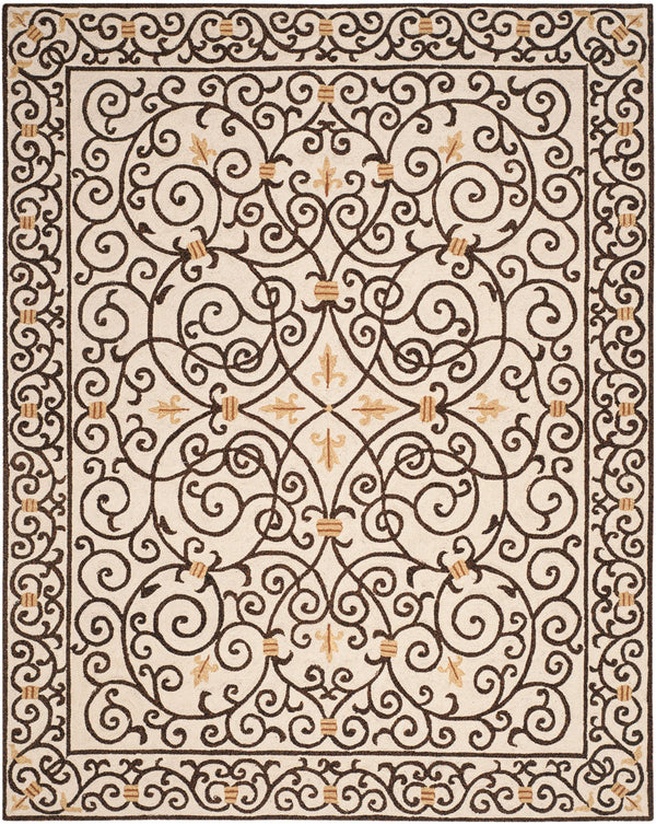 Chelsea Hk11  Hand Hooked Wool Pile Rug Ivory / Dark Brown