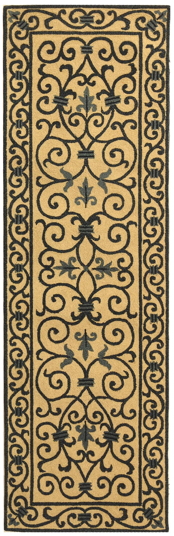 Chelsea Hk11  Hand Hooked Wool Pile Rug Ivory / Dark Blue