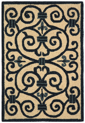 Chelsea Hk11  Hand Hooked Wool Pile Rug Ivory / Dark Blue