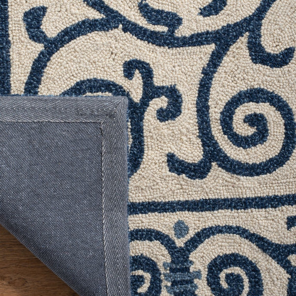 Chelsea Hk11  Hand Hooked Wool Pile Rug Ivory / Dark Blue