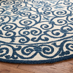 Chelsea Hk11  Hand Hooked Wool Pile Rug Ivory / Dark Blue
