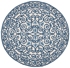 Chelsea Hk11  Hand Hooked Wool Pile Rug Ivory / Dark Blue