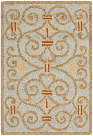 Chelsea Hk11  Hand Hooked Wool Pile Rug Light Blue