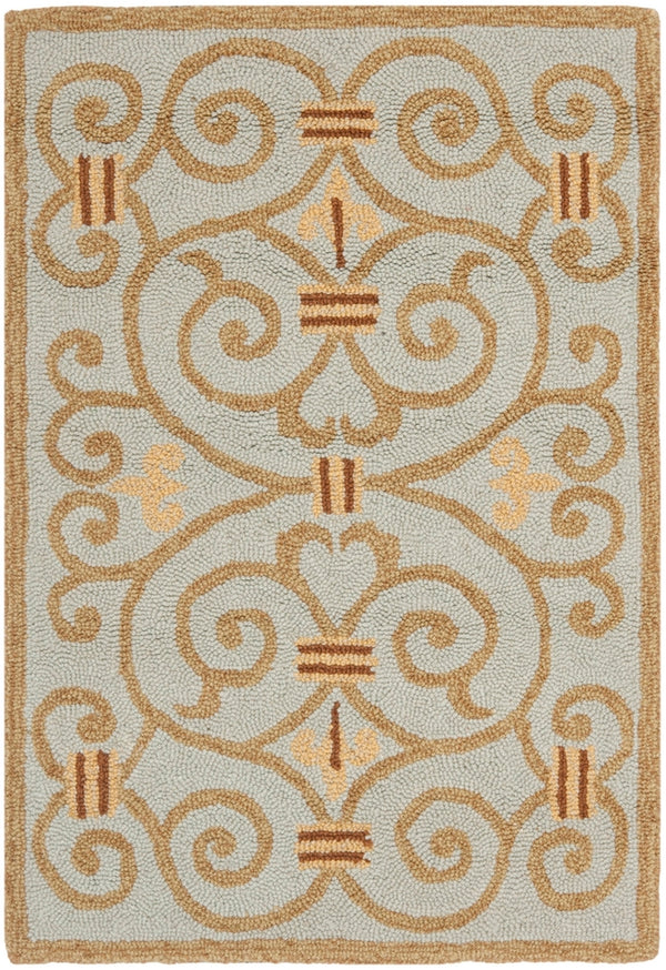 Chelsea Hk11  Hand Hooked Wool Pile Rug Light Blue