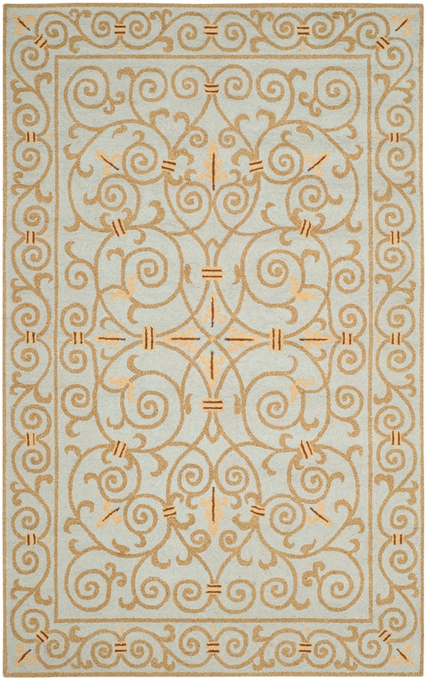 Chelsea Hk11  Hand Hooked Wool Pile Rug Light Blue