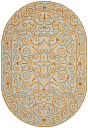 Chelsea Hk11  Hand Hooked Wool Pile Rug Light Blue