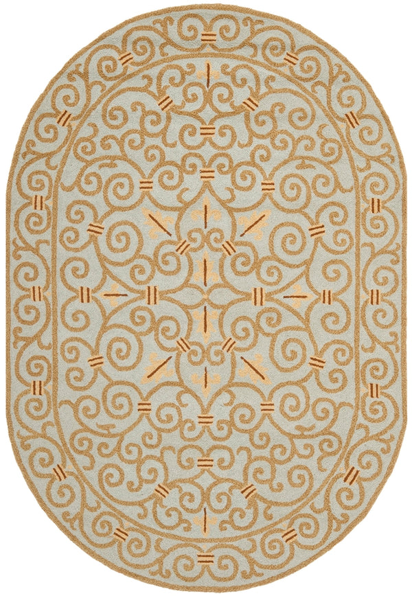 Chelsea Hk11  Hand Hooked Wool Pile Rug Light Blue