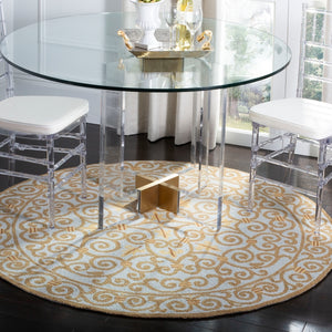 Chelsea Hk11  Hand Hooked Wool Pile Rug Light Blue