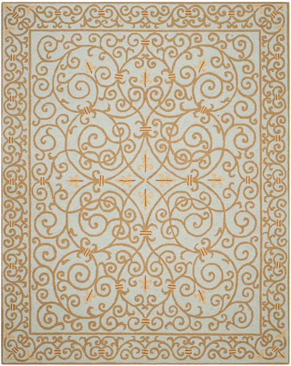 Chelsea Hk11  Hand Hooked Wool Pile Rug Light Blue