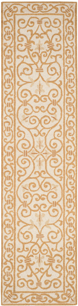 Chelsea Hk11  Hand Hooked Wool Pile Rug Ivory / Gold
