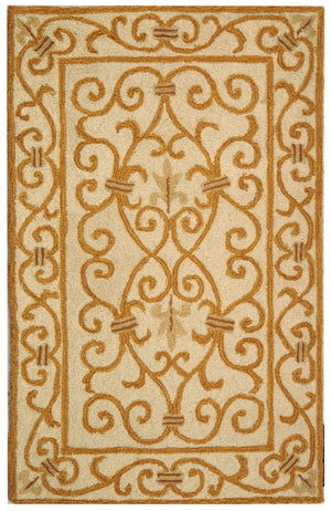 Chelsea Hk11  Hand Hooked Wool Pile Rug Ivory / Gold