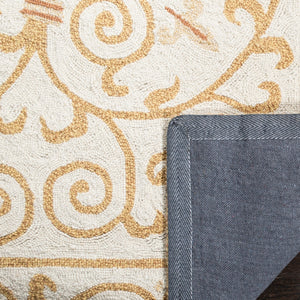 Chelsea Hk11  Hand Hooked Wool Pile Rug Ivory / Gold