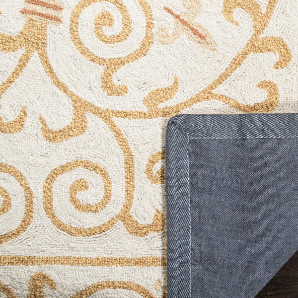 Chelsea Hk11  Hand Hooked Wool Pile Rug Ivory / Gold