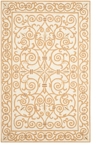 Chelsea Hk11  Hand Hooked Wool Pile Rug Ivory / Gold