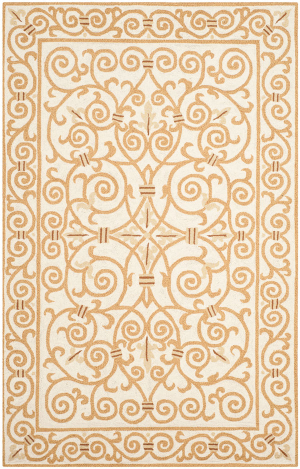 Chelsea Hk11  Hand Hooked Wool Pile Rug Ivory / Gold