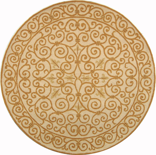 Chelsea Hk11  Hand Hooked Wool Pile Rug Ivory / Gold