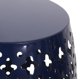 Colcord Outdoor Metal Side Tables, Navy Blue Noble House