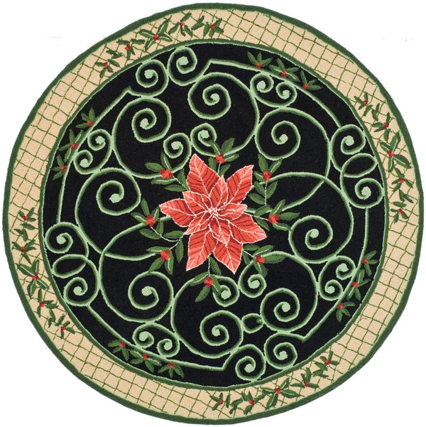 Chelsea Hk321  Hand Hooked Wool Pile Rug Green / Beige