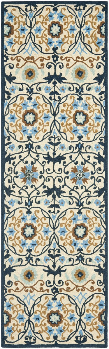 Chelsea Houghton  Hand Hooked Wool Pile Rug Ivory / Navy