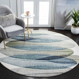 Hollywood 703 Contemporary Power Loomed 100% Polypropylene Rug Ivory / Blue