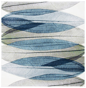 Hollywood 703 Contemporary Power Loomed 100% Polypropylene Rug Ivory / Blue