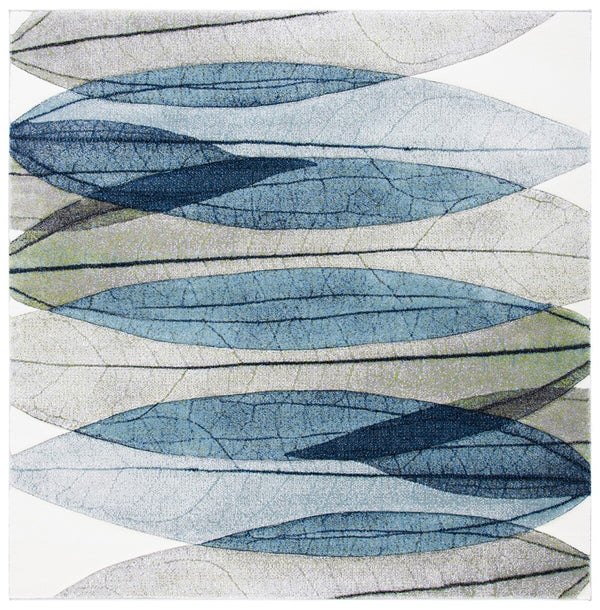 Hollywood 703 Contemporary Power Loomed 100% Polypropylene Rug Ivory / Blue