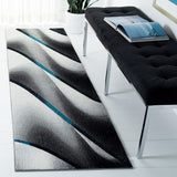 Hollywood 712 Contemporary Power Loomed 100% Polypropylene Rug Grey / Blue