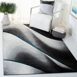 Hollywood 712 Contemporary Power Loomed 100% Polypropylene Rug Grey / Blue