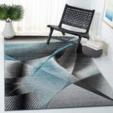 Hollywood 715 Contemporary Power Loomed 100% Polypropylene Rug Grey / Blue