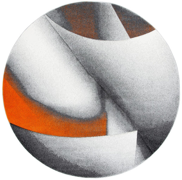 Hollywood 716 Contemporary Power Loomed 100% Polypropylene Rug Grey / Orange