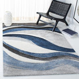 Hollywood 766 Contemporary Power Loomed 100% Polypropylene Rug Grey / Blue