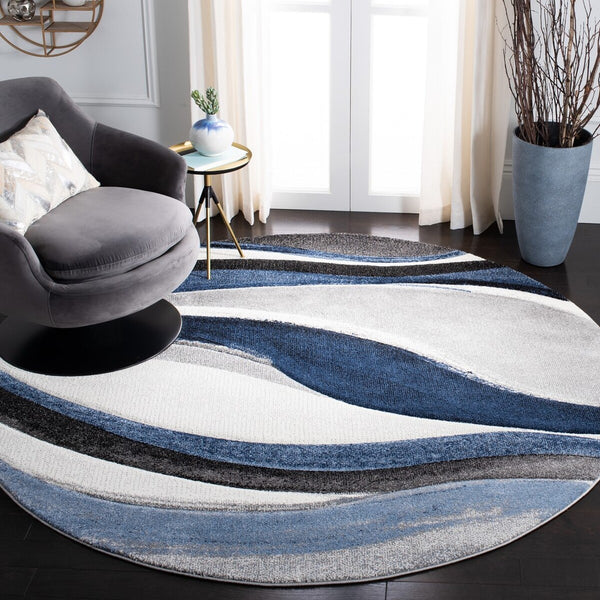 Hollywood 766 Contemporary Power Loomed 100% Polypropylene Rug Grey / Blue
