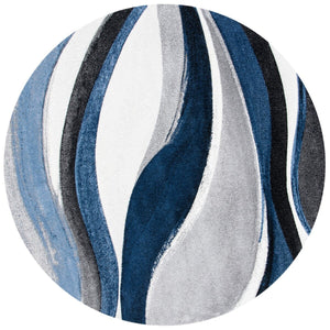 Hollywood 766 Contemporary Power Loomed 100% Polypropylene Rug Grey / Blue