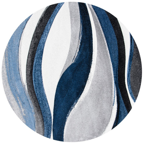 Hollywood 766 Contemporary Power Loomed 100% Polypropylene Rug Grey / Blue