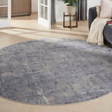 Nourison Rustic Textures RUS06 Painterly Machine Made Power-loomed Indoor Area Rug Grey/Beige 7'10" x round 99446835963