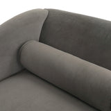 Calvert Contemporary Velvet Chaise Lounge with Scroll Arms, Taupe and Dark Brown Noble House
