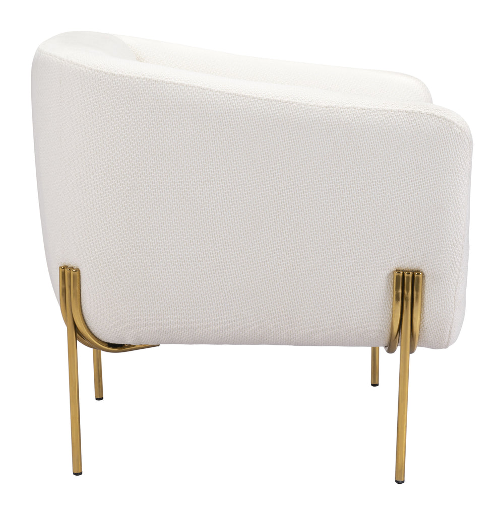 Zuo Modern Micaela 100% Polyester, Plywood, Steel Modern Commercial Grade Arm Chair Ivory, Gold 100% Polyester, Plywood, Steel